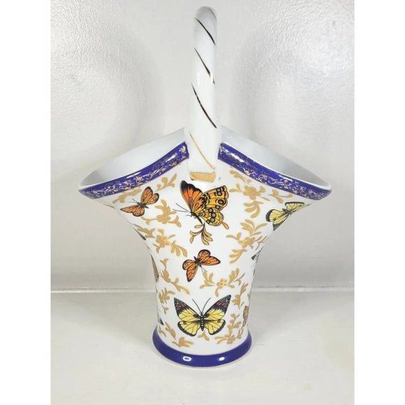 Formalities by Baum Bros Butterfly Collection Ceramic Flared Vase w Gold Accents - Picture 1 of 6